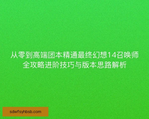 从零到高端团本精通最终幻想14召唤师全攻略进阶技巧与版本思路解析